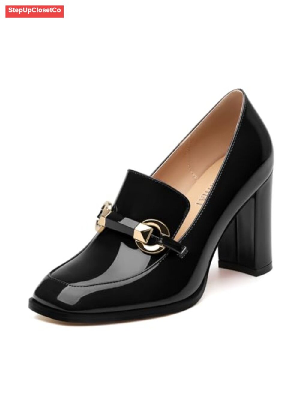 Women's Chunky Block Heel Slip On Pumps Square Toe Casual Work Dress Shoes